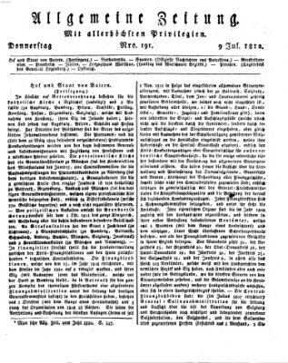 Allgemeine Zeitung Donnerstag 9. Juli 1812