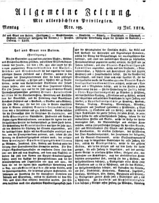 Allgemeine Zeitung Montag 13. Juli 1812