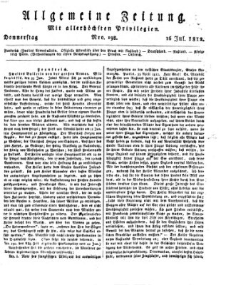 Allgemeine Zeitung Donnerstag 16. Juli 1812