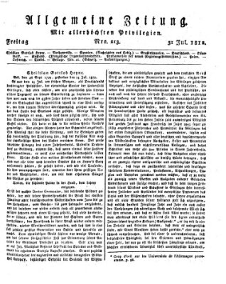 Allgemeine Zeitung Freitag 31. Juli 1812