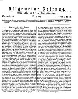 Allgemeine Zeitung Samstag 1. August 1812