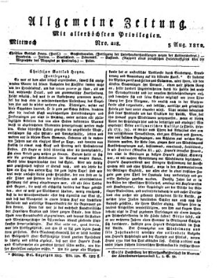 Allgemeine Zeitung Mittwoch 5. August 1812