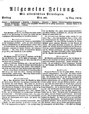 Allgemeine Zeitung Freitag 14. August 1812