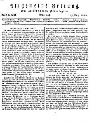 Allgemeine Zeitung Samstag 15. August 1812