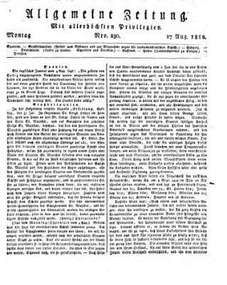 Allgemeine Zeitung Montag 17. August 1812