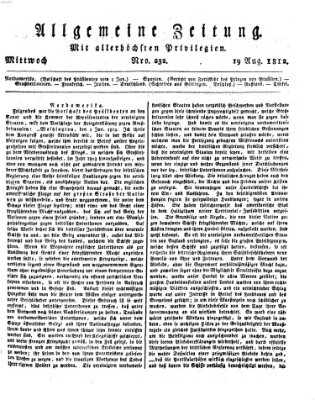 Allgemeine Zeitung Mittwoch 19. August 1812