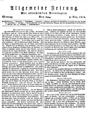 Allgemeine Zeitung Montag 31. August 1812