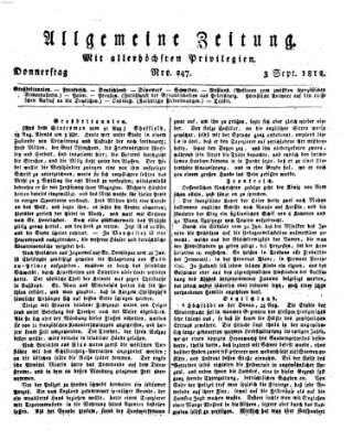 Allgemeine Zeitung Donnerstag 3. September 1812