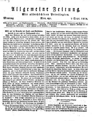 Allgemeine Zeitung Montag 7. September 1812