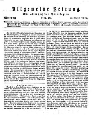 Allgemeine Zeitung Mittwoch 16. September 1812