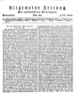 Allgemeine Zeitung Samstag 3. Oktober 1812