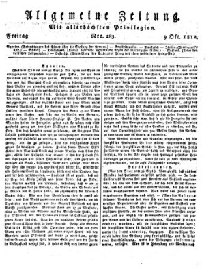 Allgemeine Zeitung Freitag 9. Oktober 1812