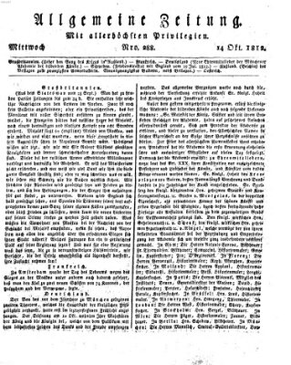 Allgemeine Zeitung Mittwoch 14. Oktober 1812