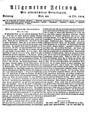 Allgemeine Zeitung Sonntag 18. Oktober 1812