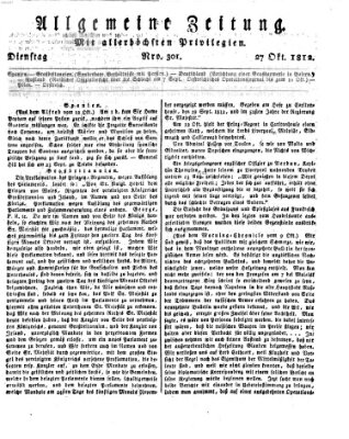 Allgemeine Zeitung Dienstag 27. Oktober 1812