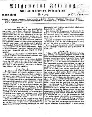 Allgemeine Zeitung Samstag 31. Oktober 1812