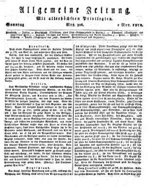 Allgemeine Zeitung Sonntag 1. November 1812