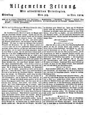 Allgemeine Zeitung Dienstag 10. November 1812