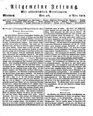 Allgemeine Zeitung Mittwoch 11. November 1812