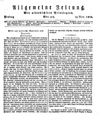 Allgemeine Zeitung Freitag 13. November 1812