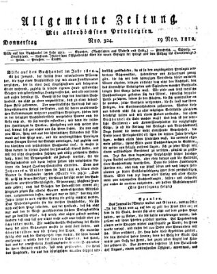 Allgemeine Zeitung Donnerstag 19. November 1812