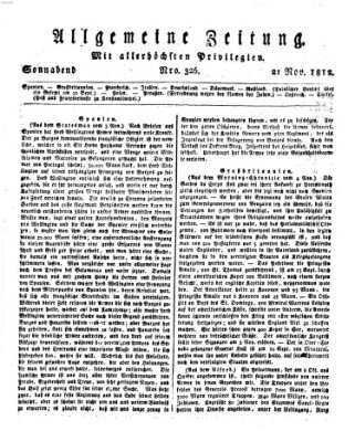 Allgemeine Zeitung Samstag 21. November 1812