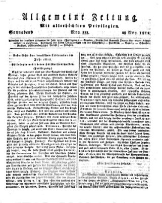 Allgemeine Zeitung Samstag 28. November 1812