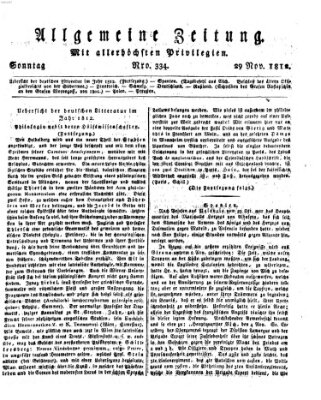 Allgemeine Zeitung Sonntag 29. November 1812