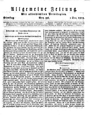 Allgemeine Zeitung Dienstag 1. Dezember 1812