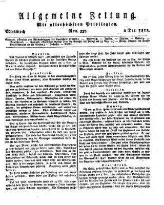 Allgemeine Zeitung Mittwoch 2. Dezember 1812