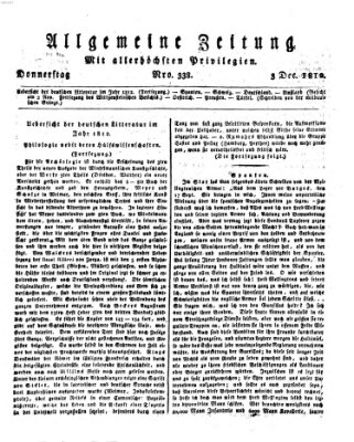 Allgemeine Zeitung Donnerstag 3. Dezember 1812