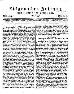 Allgemeine Zeitung Sonntag 6. Dezember 1812