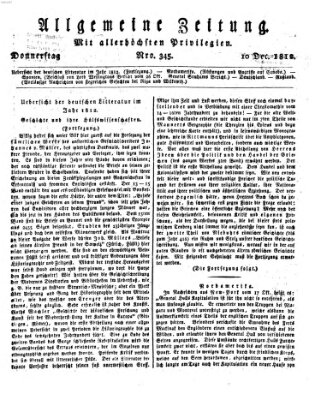 Allgemeine Zeitung Donnerstag 10. Dezember 1812