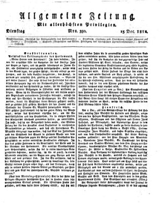 Allgemeine Zeitung Dienstag 15. Dezember 1812