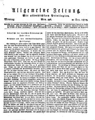 Allgemeine Zeitung Montag 21. Dezember 1812