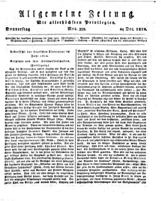 Allgemeine Zeitung Donnerstag 24. Dezember 1812