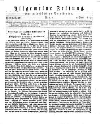 Allgemeine Zeitung Samstag 2. Januar 1813