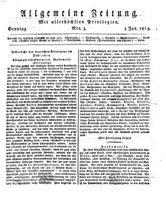 Allgemeine Zeitung Sonntag 3. Januar 1813