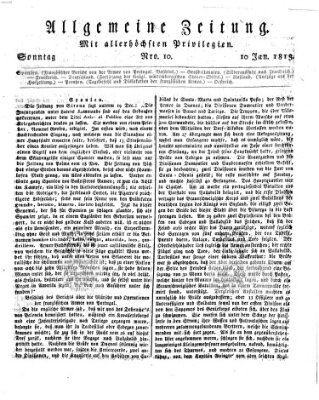 Allgemeine Zeitung Sonntag 10. Januar 1813