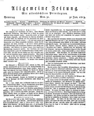 Allgemeine Zeitung Sonntag 31. Januar 1813