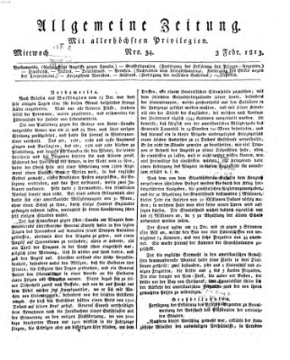 Allgemeine Zeitung Mittwoch 3. Februar 1813