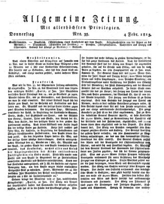 Allgemeine Zeitung Donnerstag 4. Februar 1813