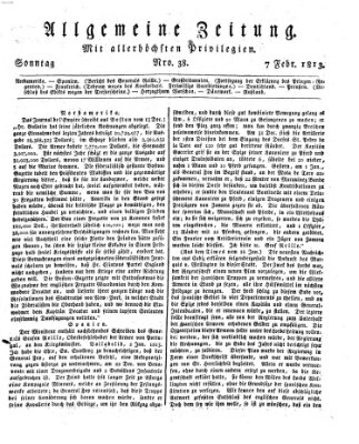 Allgemeine Zeitung Sonntag 7. Februar 1813