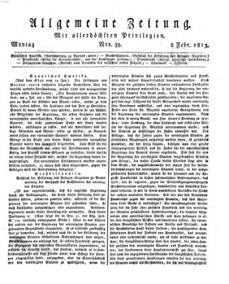 Allgemeine Zeitung Montag 8. Februar 1813