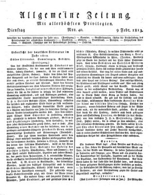 Allgemeine Zeitung Dienstag 9. Februar 1813