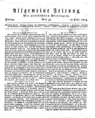 Allgemeine Zeitung Freitag 12. Februar 1813