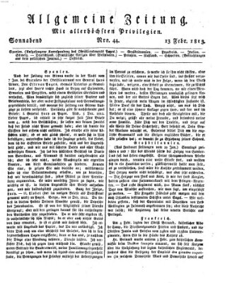 Allgemeine Zeitung Samstag 13. Februar 1813