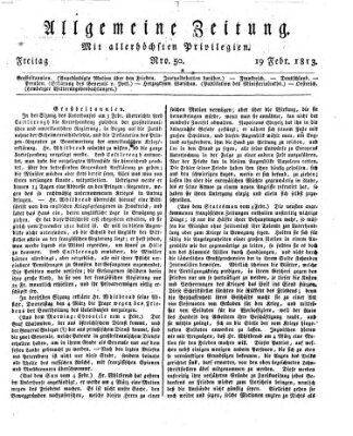 Allgemeine Zeitung Freitag 19. Februar 1813