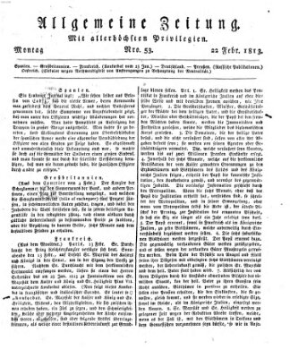 Allgemeine Zeitung Montag 22. Februar 1813