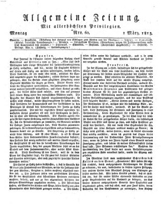 Allgemeine Zeitung Montag 1. März 1813